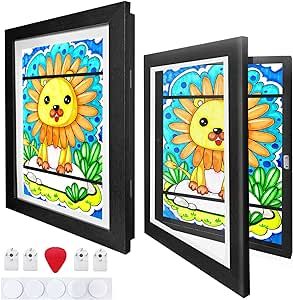 Suyanxi 2 Pack Kids Art Frames Front Opening 8.5 x 11, kids art frames front opening holds 150, Kids Artwork Frames Changeable,Suitable for Kids Artwork,Paintings,Photos,Crafts