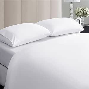 100% Egyptian Cotton Sheets Queen Size,1000 Thread Count Luxury Heavy Bed Sheets Set, Very Smooth Soft with 18" Deep Pocket Sheets 4 Pc Set (White, Queen)