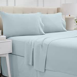 lalaLOOM Twin Bed Sheet Set, Soft Microfiber Hotel Luxury Bedding, Extra Deep Pocket, 3 Piece Sheets and Pillowcase Sets, Breathable Wrinkle, Fade Resistant, Easy Care Machine Washable Linen, Sea Blue