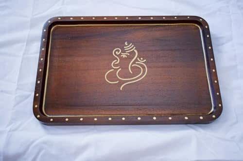Hand-Painted coffee table Tray with handles, decorative tray, kitchen decor on Acacia Wood - Unique product great as housewarming gift or indian return gift - 12"X8"X1" size