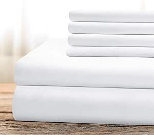 BYSURE Hotel Luxury Bed Sheets Set 6 Piece(King, White) - Super Soft 1800 Thread Count 100% Microfiber Sheets with Deep Pockets, Wrinkle & Fade Resistant