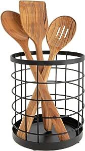 iDesign Wire Utensil Holder for Kitchen Counter, The Austin Collection - 6" x 6" x 7", Matte Black