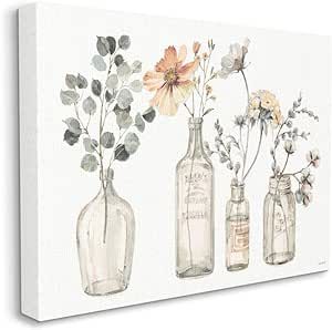 Stupell Industries Antique Floral Bouquets Flowers Glass Jar Painting, Canvas, 24 x 30