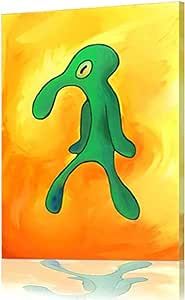 Bold and Brash Squidward Painting Canvas Wall Art-Upgrade Version Meme Posters-Ideal for Men and Women-Waterproof and Ready to Hang-Ideal for Home,Office - (8x12 inches)