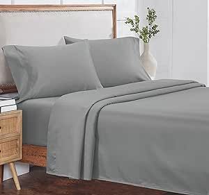 California Design Den Queen Size Bed Sheets 100% Cotton Bed Sheets, Buttery Soft 800 Thread Count Set Beats Fake Egyptian Claim, Durable Deep Pocket Fitted Sheet (Light Gray)
