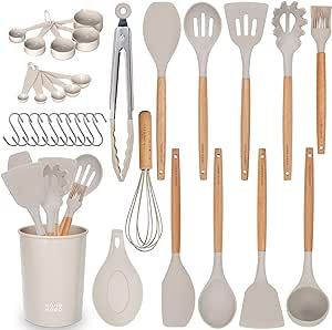 Home Hero Kitchen Utensils Set - Cooking Utensils Set with Spatula - First Home Essentials Utensil Sets - Household Essentials - Kitchen Gadgets & Kitchen Tool Gift (33 Pcs Set - Silicone Stone)