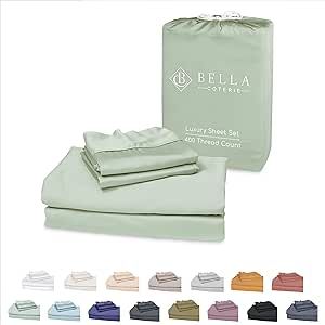 Bella Coterie Luxury King Size Bamboo Sheet Set | Organically Grown | Ultra Soft | Cooling for Hot Sleepers | 18" Deep Pocket [Sea Glass]