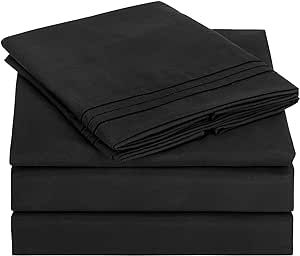 Dekoresyon Queen Size Sheet Set, 4Pcs Extra Soft Breathable Cooling Bed Sheet Set with Deep Pockets & Wrinkle Free, Ultra Soft Hotel Luxury Bedding Sheets & Pillowcases(Queen,Black)