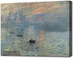 msspart Impression Sunrise, Claude Monet Oil Painting Reproduction Seascape Artwork, Giclee Canvas Prints Wall Art for Home Decor
