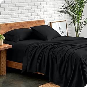 Bare Home Queen Sheet Set - Luxury 1800 Ultra-Soft Microfiber Queen Bed Sheets - Double Brushed - Deep Pockets - Easy Fit - 4 Piece Set - Bedding Sheets & Pillowcases (Queen, Black)
