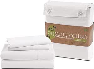 LANE LINEN 100% Organic Cotton Queen Sheets, 4-Piece bed sheets for Queen Size Bed Percale Weave Ultra Soft Best Bedding Sheets for Bed, Breathable, Fits Mattress Upto 15' Deep - White Queen Sheet Set