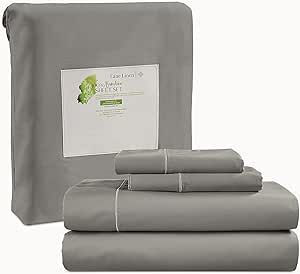 LANE LINEN Bamboo Sheets Queen - 100% Rayon from Bamboo Queen Sheets Set, 4 Pc Sheets for Queen Size Bed, Cooling Sheets, Soft & Breathable Bed Sheets Queen, Deep Pocket Queen Sheets - Paloma Grey