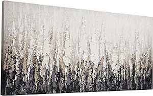 ArtbyHannah 24x48 Inch Large Abstract Paintings Wall Art for Living Room, with Textured Hand Painted Forest Artwork on Canvas for Bedroom Wall Art Decoration