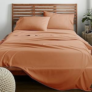 American Home Collection Deluxe 4 Piece Bed Sheets Set Deep Pocket Extra Soft Microfiber Wrinkle Free Sheets Easy Care (Queen, Tan)