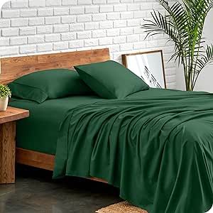 Bare Home Queen Sheet Set - Luxury 1800 Ultra-Soft Microfiber Queen Bed Sheets - Double Brushed - Deep Pockets - Easy Fit - 4 Piece Set - Bedding Sheets & Pillowcases (Queen, Forest Green)