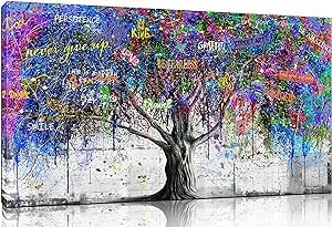 CIRABKY Tree Wall-Art For Bedroom - Abstract Art Wall Decor - Graffiti Wall Art For Living Room Large Size Colorful Pictures Poster Ready To Hang 40" x 20"